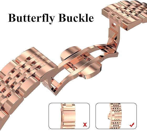 Image of Slim Metal Band Compatible with Apple Watch Straps 49mm 46mm 45mm 44mm 42mm, Stainless Steel Chain Strap for Women iWatch Strap Series 10 9 8 7 6 5 4 SE Ultra 2 1 [WATCH NOT INCLUDED]