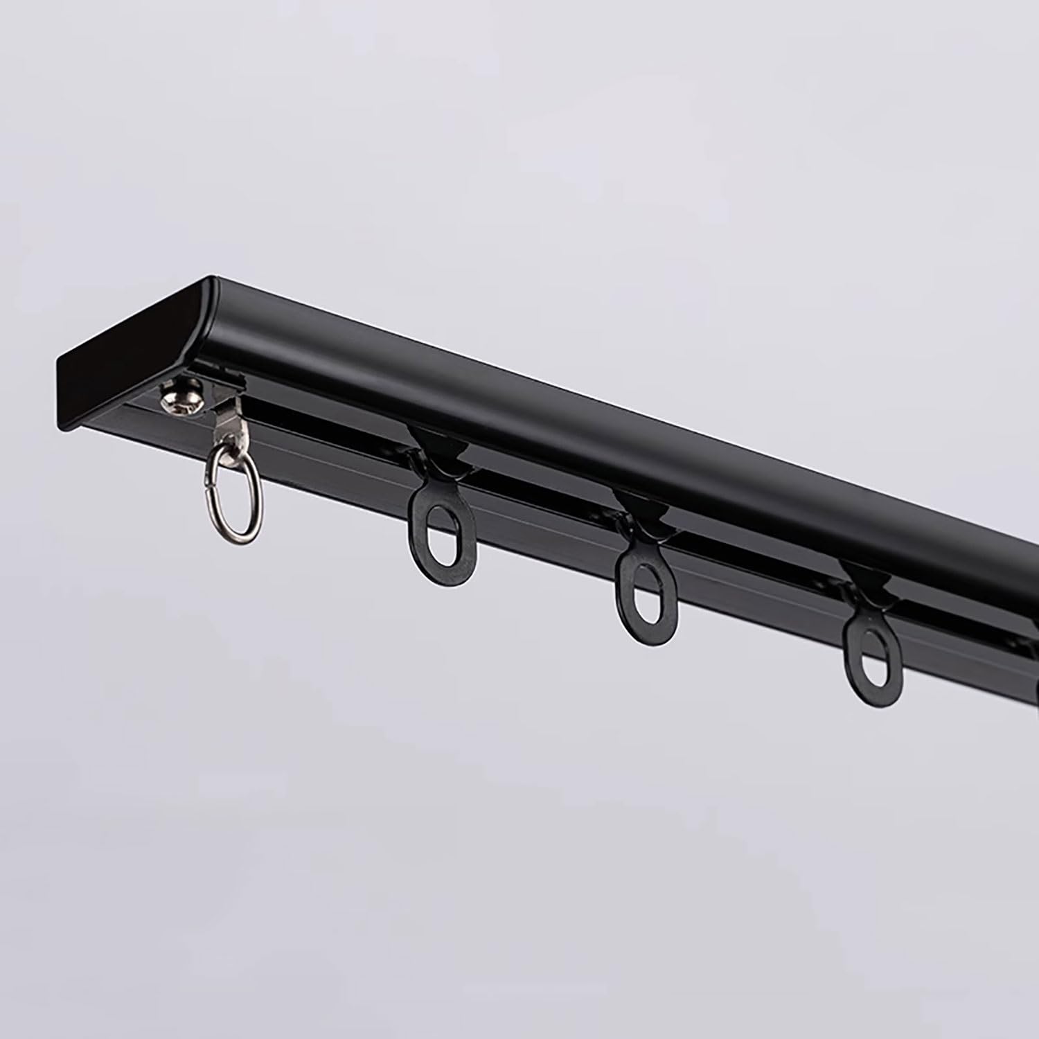 Curtains for Ceiling Track Rod Single Row Curtain Track Ceiling Mounted Silent Heavy Duty System Sliding Rails Room Divider for Bedroom Living Room Hospital(Black,2.5m(8.2ft))