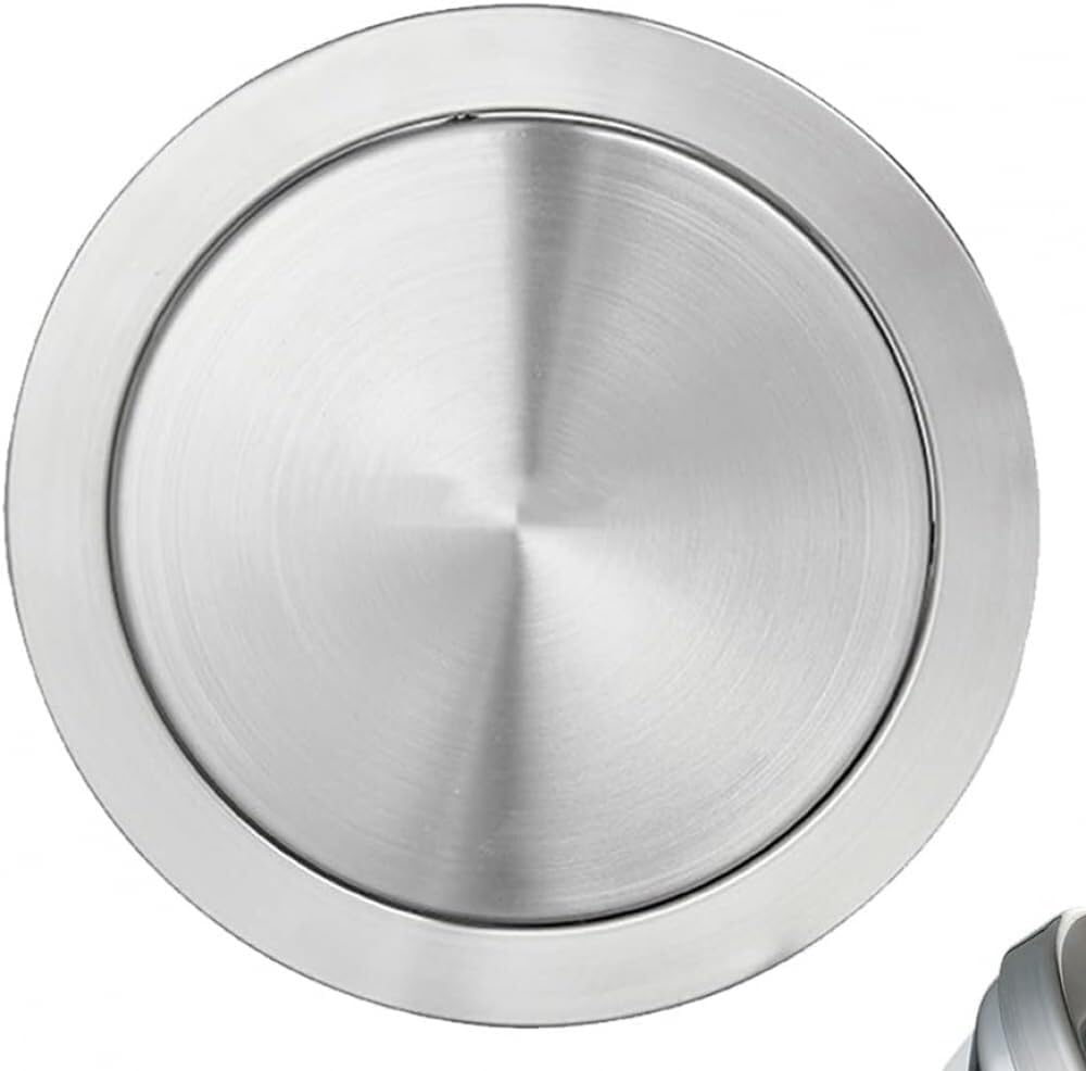 HPTHLY Swing Trash Can Lid,Trash Can Lid Countertop Built In Garbage Can Balanced Flap Cover,Hidden 304 Stainless Steel Swing Lid Embedded Kitchen Waste Bin Cover,Round,One