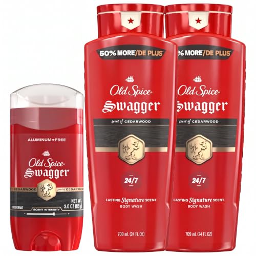 Image of Old Spice Aluminum Free Deodorant & Body Wash Bundle for Men, 24 /7 Lasting Signature Freshness, 24 /7 Scent Control, 24 /7 Shower Fresh, 3 oz (Pack of 1) + 24 oz (Pack of 2)