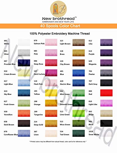 New Brothread 4337015895 40 Brother Colors Polyester Embroidery Machine Thread Kit 500M (550Y) Each Spool thumb #4