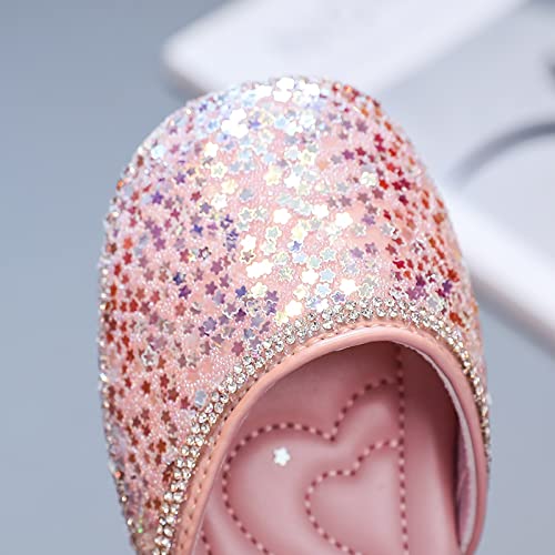 Girls Mary Jane Princess Dress Shoes Glitter Star Sequin Low Heel Sandals Back Bowknot Strap Birthday Cute Shoes3