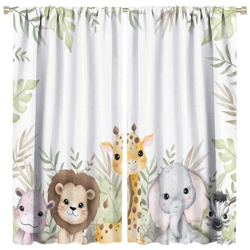 SGLyuliang Nursery Curtains Jungle Safari Theme with Giraffe Print, Kids