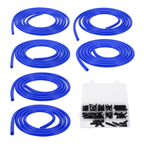 Motoforti Silicone Vacuum Tubing Hose Automotive Vacuum Line 5Ft 3/4/5/6/8/10mm ID 2mm Thickness High Temperature Blue 1 Set 130PSI Max Pressure