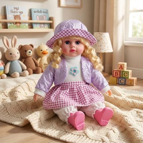 Image of Musical Baby Doll Toy for Kids - Soft Plush Talking & Singing with Touch Sensor, Interactive Baby Boy & Girl Doll in Colorful Dress,Gift Toy (Princess Dress Doll)