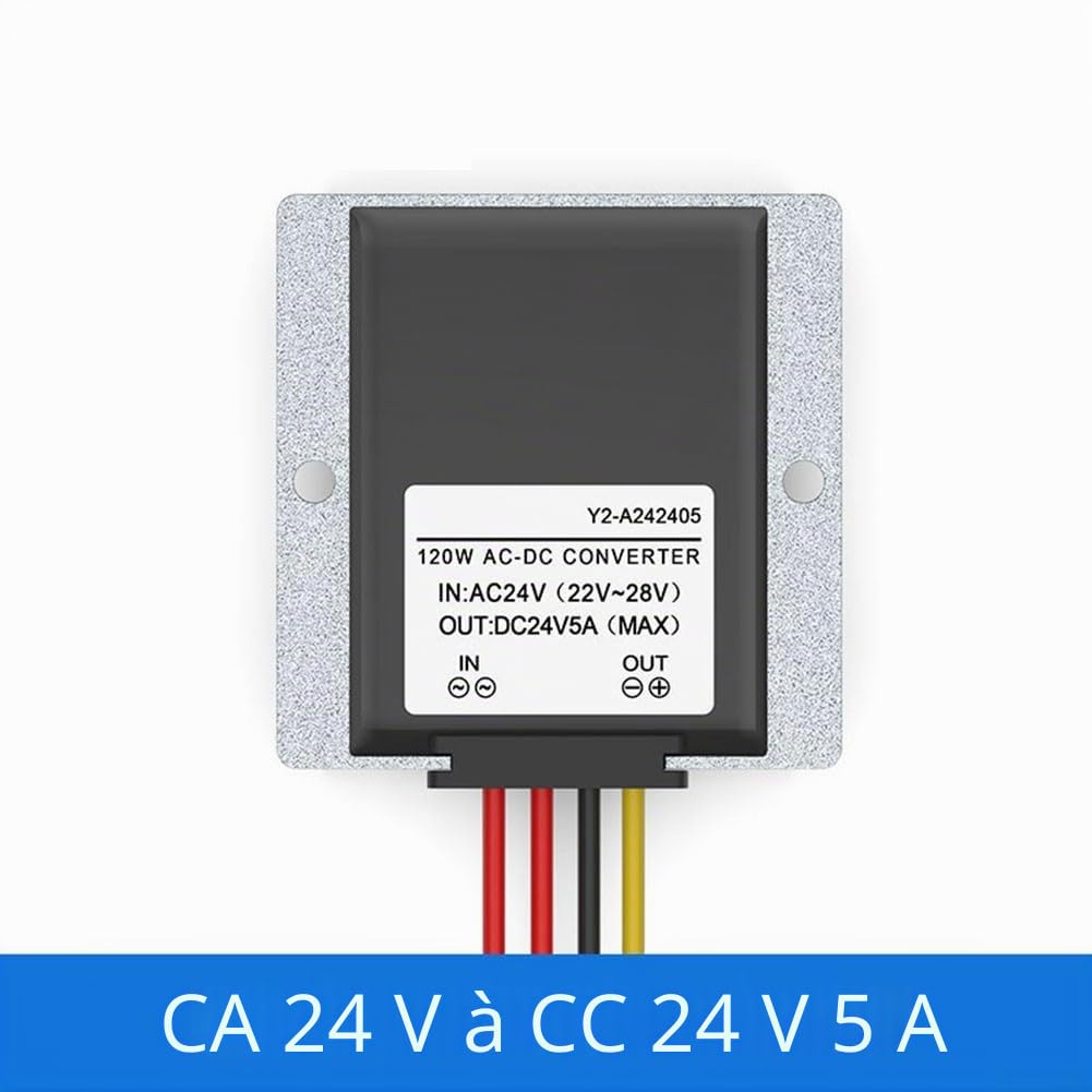 Convertisseur d'alimentation CC 24 V vers DC 24 V, régulateur de tension 5 A, 120 W, convertisseur IP68 transformable, pour camions et taxis radios