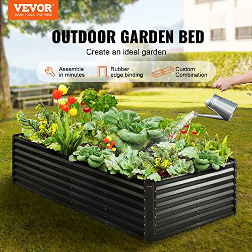 Vevor Raised Garden Bed Kit, 8X4X2Ft Large Metal Raised Planter Box Garden Beds Outdoor For Vegetables Flowers And Herbs With Open Bottom And Planting Tools, Dark Grey #TOP1