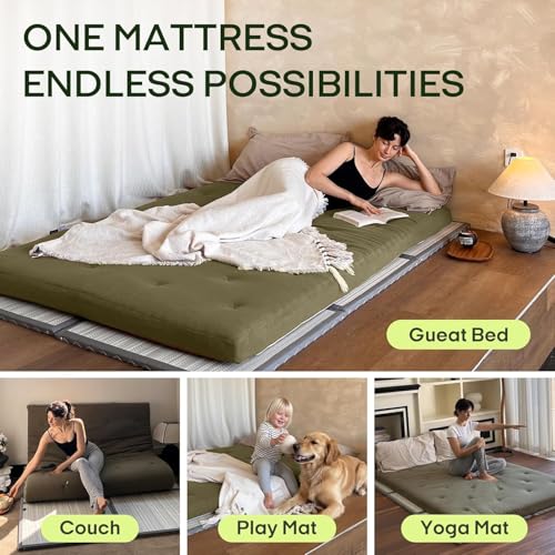 Image of ZonLi Japanese Floor Futon Mattress Full Size 75 inchx 54 inch, 100% Cotton Cover 2.5'' Thicken Tatami Mattress, Foldable Sleeping Pad, Portable Dormitory Tatami Mat, Roll Up Floor Lounger Bed for Adult