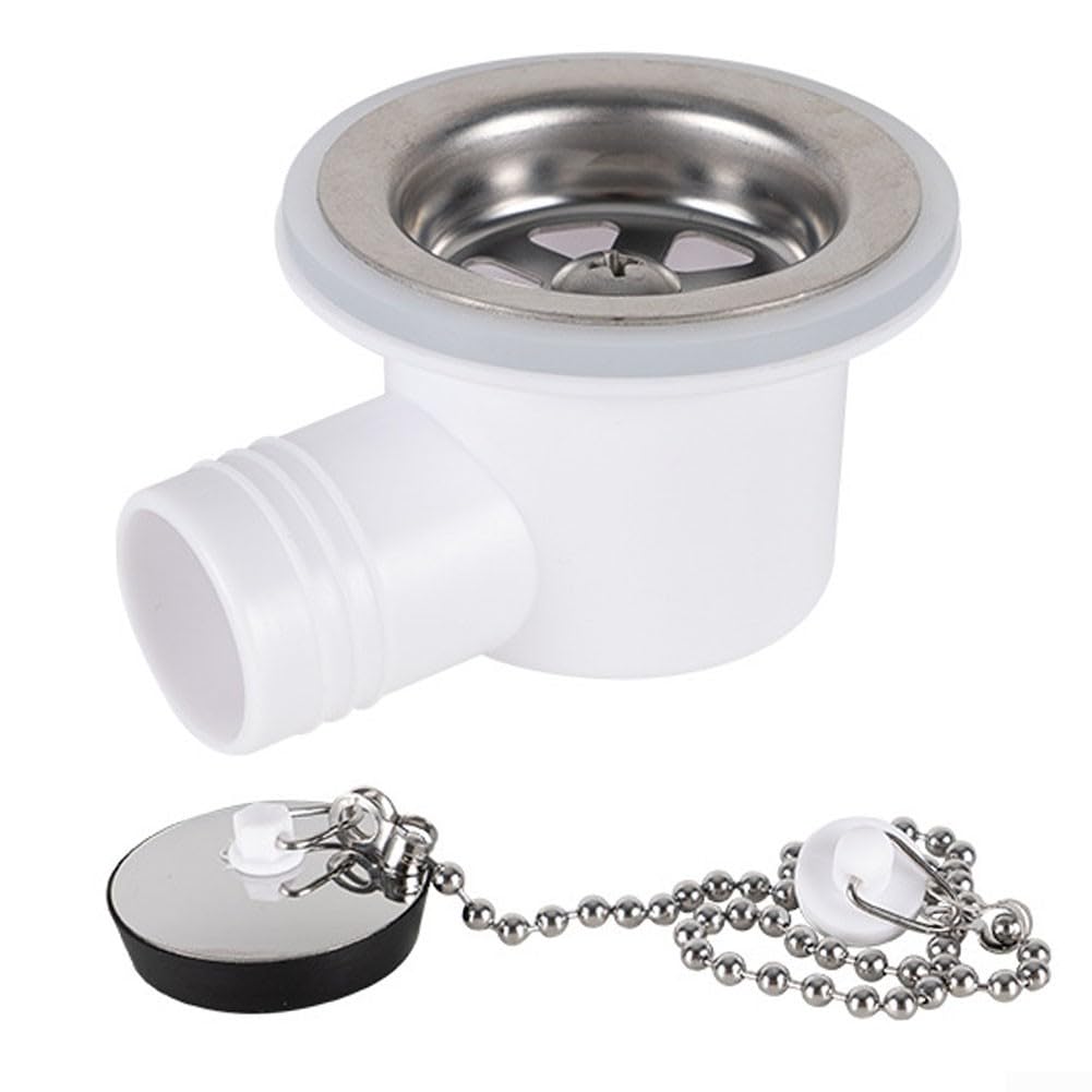 Zilimontt Stainless Steel RV Sink Drain Right Angle Fitting Marine Boat Caravan Water Waste Drain Connector White 7.6cm PP Material