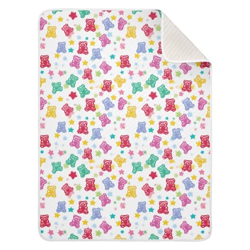 Image of Baby Blankets for Baby Girls and Boys Soft Warm Security Bed and Play Blanket for Infant Toddler Kid Crib Bedding 30X40in Colorful Gummy Bears Candies Jelly Sweets