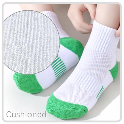 Girls Ankle Cushioned Athletic Quarter Socks - Kids Cotton Short Sports Youth 6/12 Pairs for Boys4
