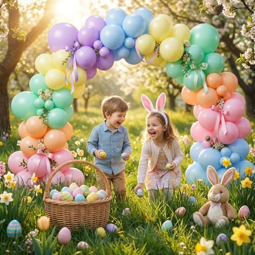 Image of Pastel Balloons Arch Kit,Rainbow Balloon Garland,18 12 10 5 Inch Different Sizes Pastel Latex Balloons for Birthday Spring Easter Baby Shower Wedding Anniversary Party Decorations
