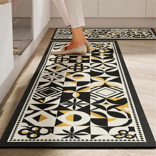 Image of MAXOSHINE Kitchen Mats for Floor Anti Slip Waterproof Feet Comfort Kitchen Runner Floor Mat Standing Desk Mat Floor Mats for Kitchen (120 * 40cm, 60 * 40cm) Set of 2