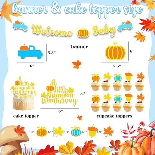 Kudapity PUMPKIN BABY SHOWER DECORATIONS KIT A Little Pumpkin Is On The Way Baby Shower Decorations, Thanksgiving Pumpkin Baby Boy Baby Shower Decorations Kit thumb #4