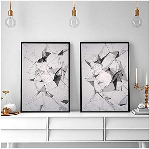 Affiche salon géométrique noir blanc pour déco murale moderne