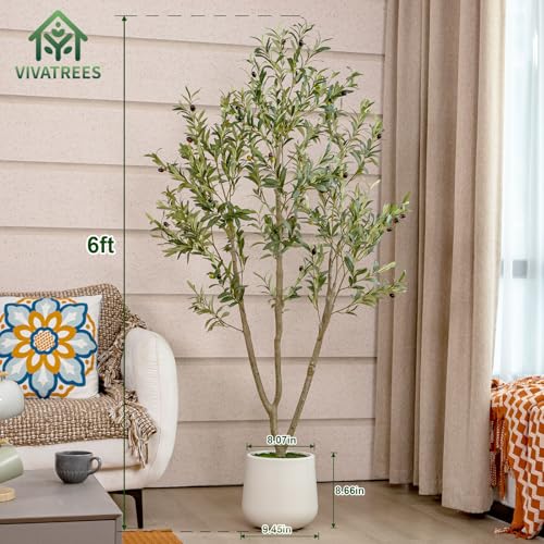 image for VIVATREES Olive Trees Artificial Indoor, 6FT Tall Faux Olive Tree with