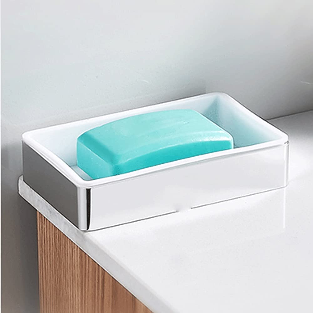 Jabonera de aluminio y plástico, con bandeja de drenaje, soporte para caja de jabón para ducha/baño/fregadero, mantiene la barra de jabón seca
