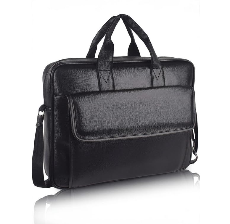 PU Leather Laptop Briefcase Bag for Men, Adjustable Strap, Metal Zipper, Strong Joints