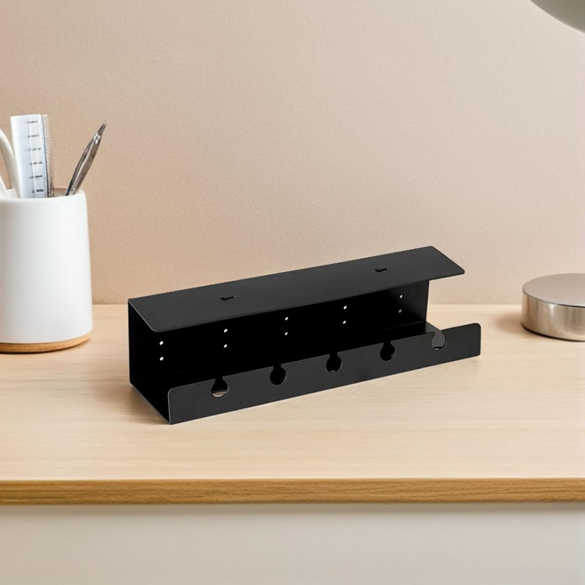 PRETYZOOM Organizador de Cables para Escritorio de 2 Piezas Estante Resistente Ps, Capacidad Grande y Múltiples Compartimentos para Gestión Debajo del Escritorio en Oficina o Estudio