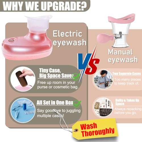 Image of Electric Eye Wash Station, 2 Mode Gentle /Deep Eye SPA Automatic Eye Wash Cup Bath Machine Eye Washer Silicone Lab Eye Flush Cup Eye Rinse Travel Relief Dry Eyes Cleaning Eye Dust Makeup Irritants