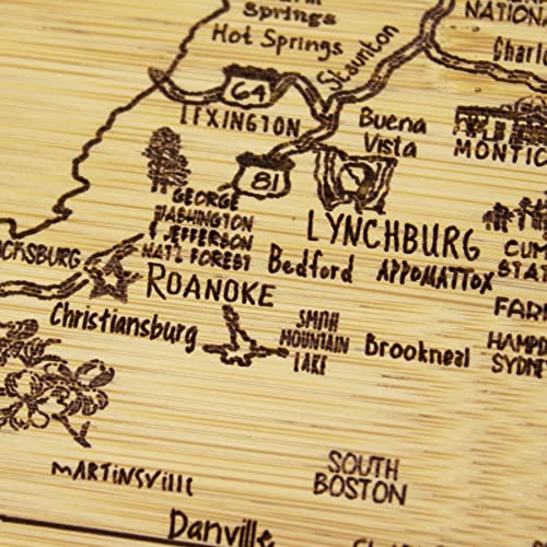 Image of Totally Bamboo A Slice of Life Virginia Engraved Map Cutting Board