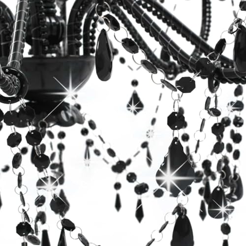 Lustre à perles noir 8 ampoules E14 plafonnier suspendu Solivagant - 5