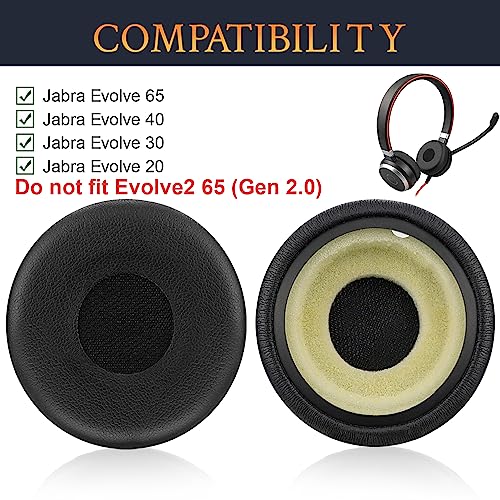 Soulwit Replacement Ear Pads Cushions For Jabra Evolve 65/40/30/20 Headphones, Earpads For Jabra Evolve 65Uc 65Ms/ 40Uc 40Ms/ 30Us 30Ii/ 20Se 20Uc 20Ms Headset (Black) #TOP1
