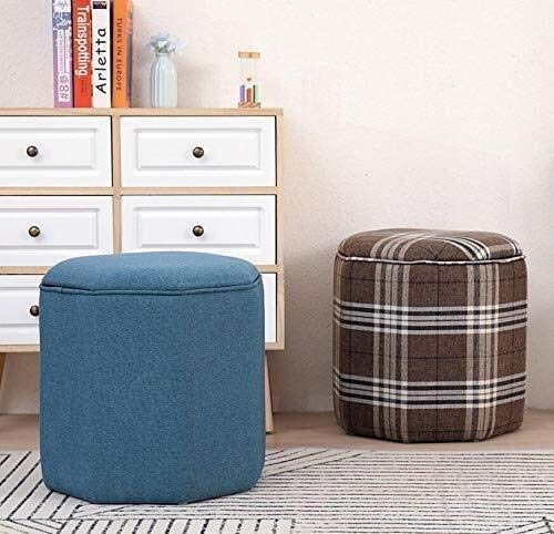 Happlignly Footstool Sofa Stool Wooden Bench Seat-Cotton And Linen Art Change Shoe Bench With Lid Living Room Bedroom Flax Solid Wood Frame Home,Multiple Colors To Choose From (Color:f) #TOP2