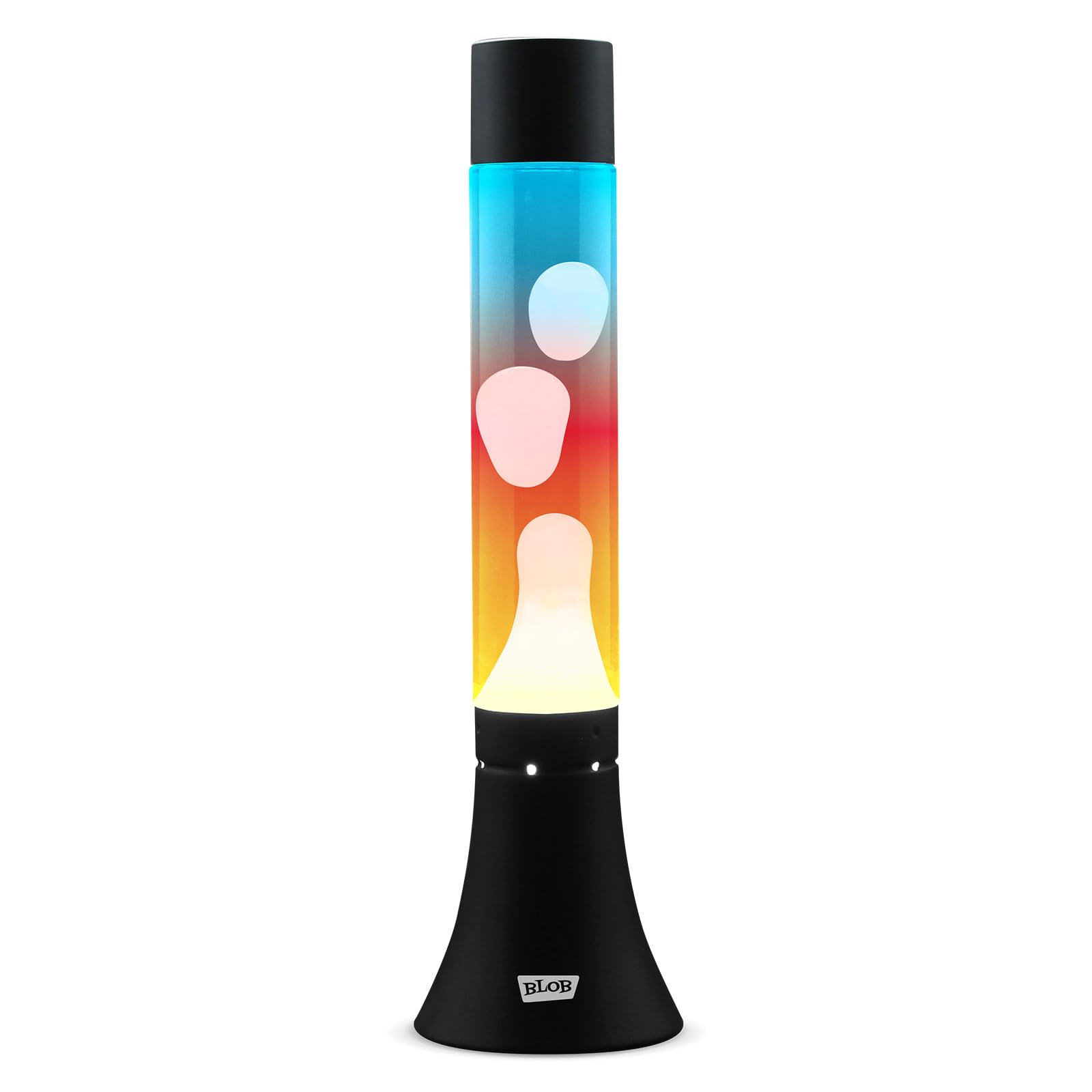Blob Lamps® Sunset Liquid Motion Lamp Modern Matt Black Metal White Wax Multi-Coloured Glass 14.5" Mood Lamp Light