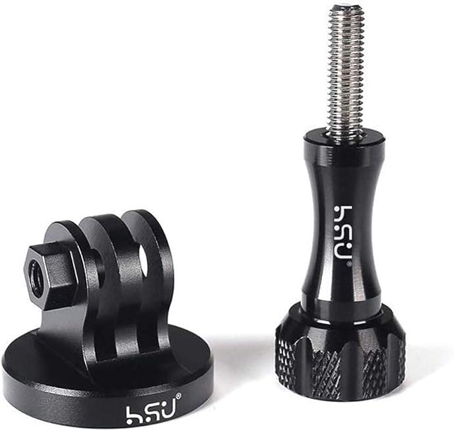 HSU Aluminum Tripod Mount Adapter for GoPro, Hero 11/10/9/8/7/6/5/4/3 Action Camera Monopod Mount with Thumbscrew (Black)