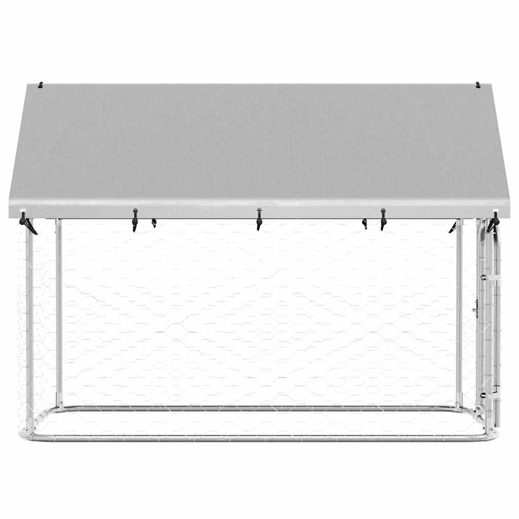 Recinto per Cani Acciaio Zincato 200x100x150 cm Argento | Con Tetto Impermeabile, Porta con Serratura, Adatto per Addestramento