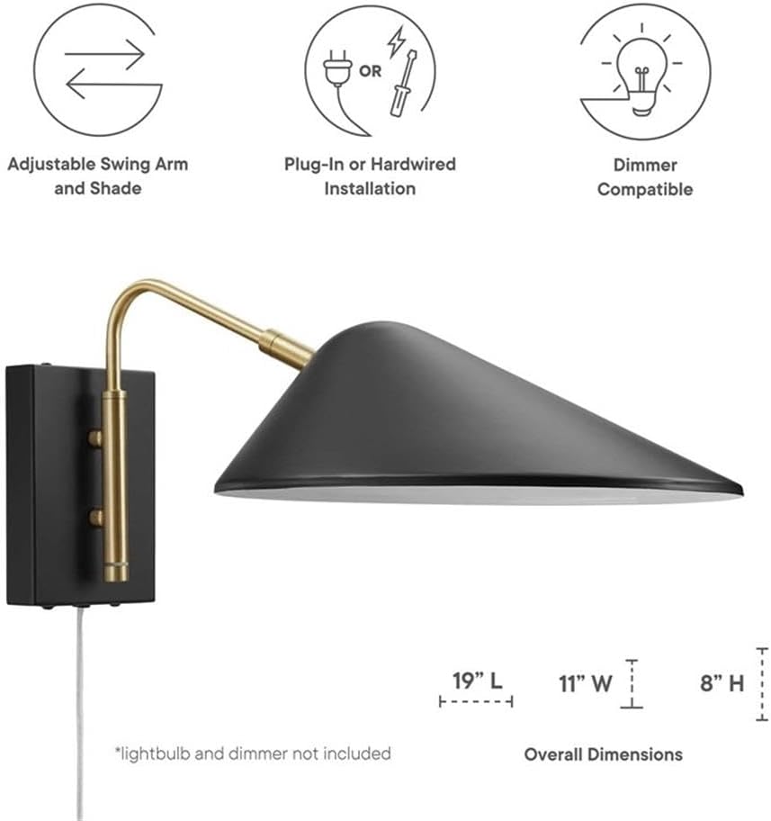 Pemberly Row 7" 1-Light Modern Metal Swing Arm Wall Sconce in Black