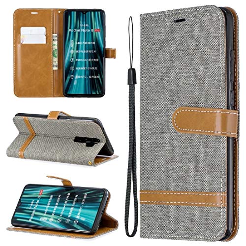 Étui en cuir pour téléphone denim avec support et porte-carte élégant
