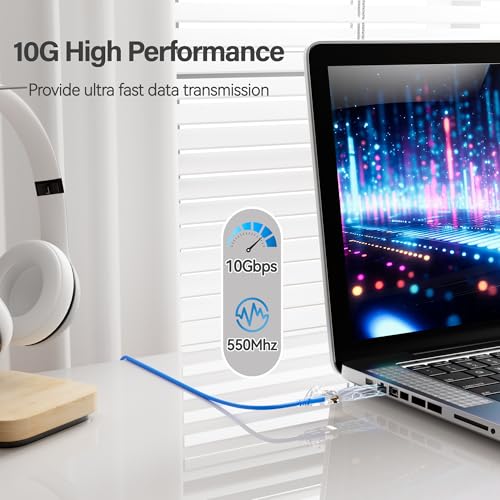 Image of Cat6 Slim Patch Cables 3 Feet 10-Pack Blue, Cat6a Patch Cables 10Gbps 550MHz High-Speed, Cat 6 Ethernet Cable Pure Copper UTP, Flexible & Thin Patch Cable Cat 6 for Network Cabling