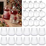 Acellegic 12 Set 24pcs 13.5oz Stemless Ribbed Wine Glasses with 6.7oz Christmas Booze Balls Unbreakable Clear Cocktail Cups Whiskey Glasses for Christmas Party New Year's Weddings Toasts Festive
