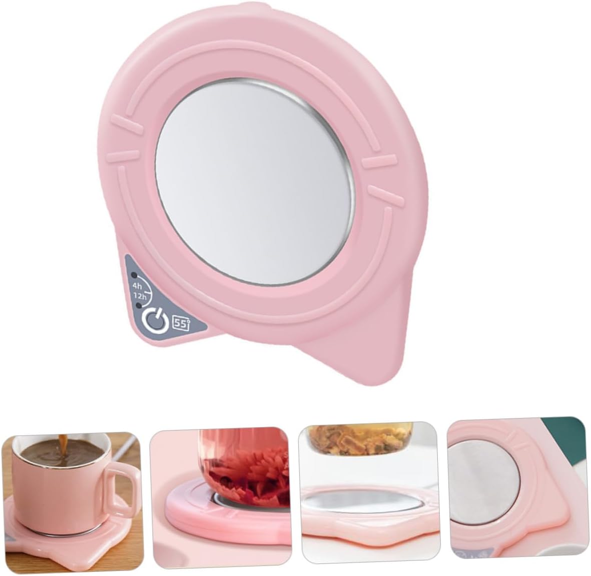 Cat-Shaped USB Electric Beverage Warmer Plate Constant Temperature Mug Warmer for Desk Office Kitchen Portable Pink USB Heating Cup Coaster for Coffee Tea Milk