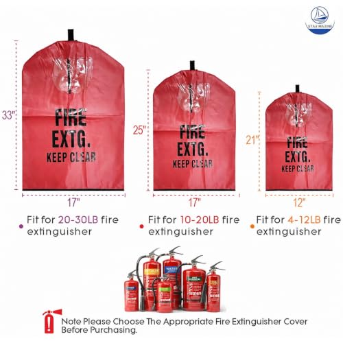 Image of Heavy Duty Fire Extinguisher Cover with Window - Fire Protective Sleeve from Scuffs & Scratches Accessories (17 inch W x 33 inch L(Fit for 20-30LB))