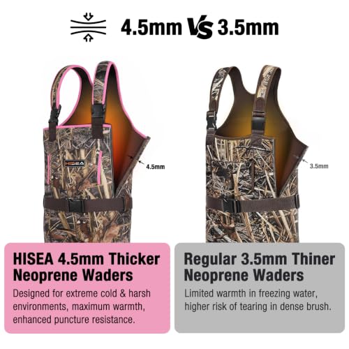 Image of HISEA Kids Chest Waders Neoprene Fishing Waders for Toddler & Children Youth Duck Hunting Waders for Kids with Boots