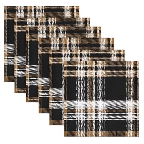 Servilletas de tela 20x20 pulgadas pack 6 tartán marrón negro miniatura 1
