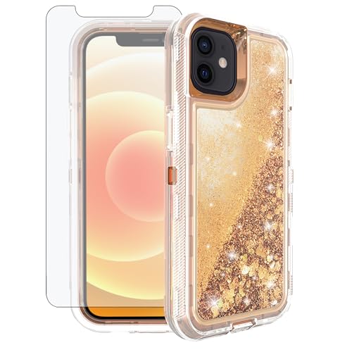 Coque iPhone 12 de qualité militaire anti-chute avec film de protection écran liquide