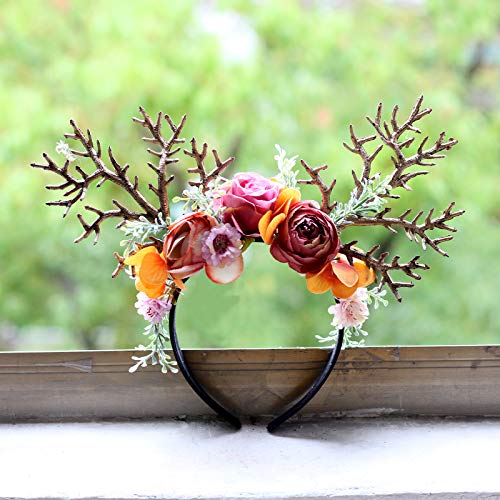 Image of Vivivalue Handmade Adjustable Flower Wreath Headband Halo Floral Crown Garland Headpiece Wedding Festival Party