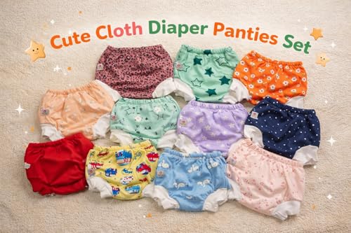 Image of Premium Baby Diaper Pants / Potty Training Panties / Padded Underwear for 0 - 4 Years | Soft, Washable & Reusable Cotton Nappies for Boys & Girls | Leakproof, Absorbent & Breathable | 2 /3 /4 Pack | Leakproof, Absorbent (Premium With Rib, 0-1 years, 2, count)