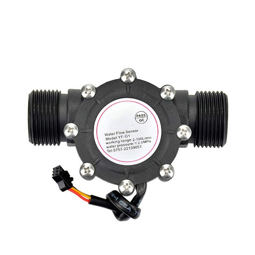 REES52 YF-G1 Water Pipe Flow Meter Sensor Counter/Flow meter DN25 G1 Flow range 2-100L/min (Black)