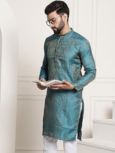 Image of SOJANYA (Since 1958 Men's Silk Blend Designer Long Kurta