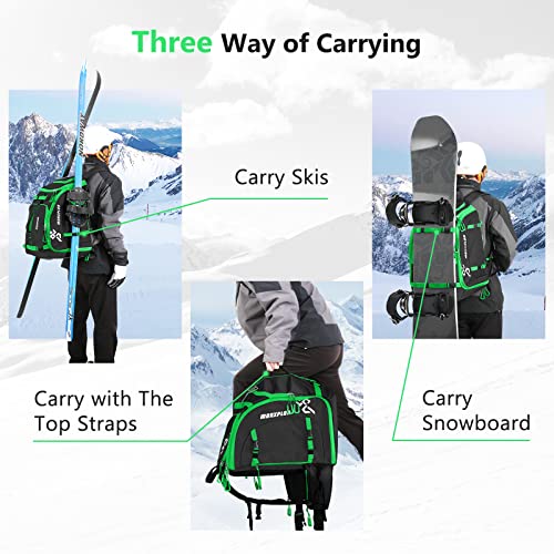 image for MORXPLOR Ski Boot Bag Backpack, 60L padded Ski Gear Bag & Snowboard Bo