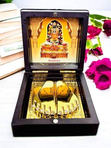 Image of Ram Darbar Pocket Temple Charna Paduka Ayodhya Ram Lala Mandir | Gold Plated Box God Idol Bhagwan | Religious Gift for Mom & Dad | Ram Ji Ayodhya (Ram JI Ayodhya)