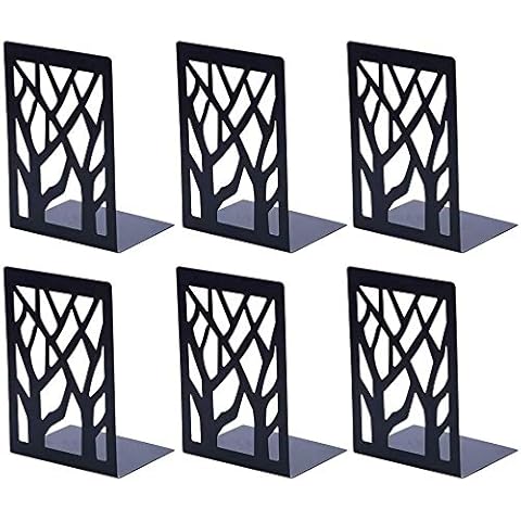 Book Ends Universal Premium Bookends for Shelves, Non-SkidBookend, Heavy Duty Metal Book End, Bookend Supports, Book Stoppers (3 Pairs Black) Cover