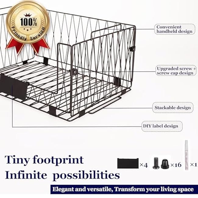 4 PACKS XXL Kitchen Organization and Storage Pantry Baskets, Fruit & Vegetable Basket for Kitchen Cabinet, Stackable Wire Baskets for Snack Chips Onion Potato Cans