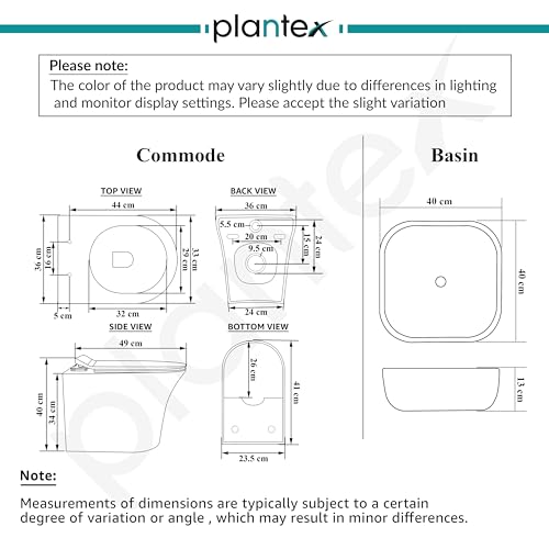 Image of Plantex Wall Hung Commode with Table Top Basin for Bathroom /Ceramic Western Toilet with Wash Basin - P Trap Commode - Combo (Ocean Blue)