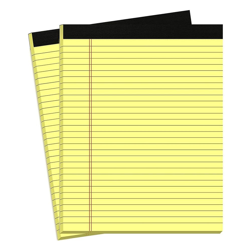 Paquete de 6 Blocs de Notas Amarillos de 8,5 X 11,75 Pulgadas, Blocs Notas Escritura con Rayas Estrechas y Rayas, Blocs Notas Papel Amarillo, Bloc de Notas con Rayas Universitarias